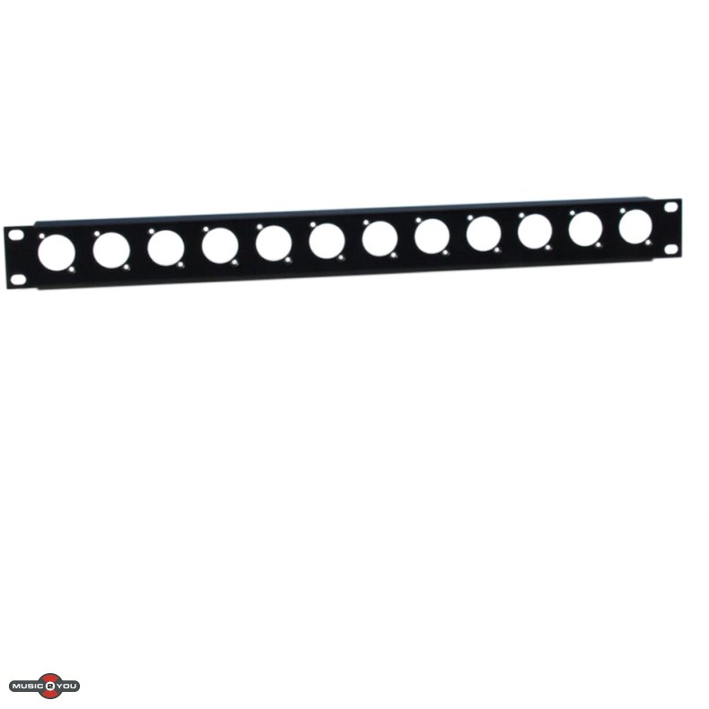 AH Rackpanel med 12 x D-Size hul og Stribskant - 19"/1Unit