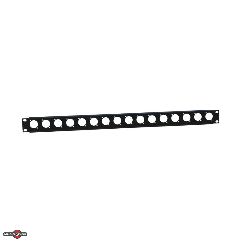 AH Rackpanel med 16 x D-Size hul og Stribskant - 19"/1Unit