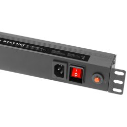 AH 87471 19"/1unit Rack strmskinne 10xIEC udtag med afbryder