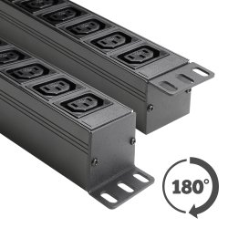 AH 87471 19"/1unit Rack strmskinne 10xIEC udtag med afbryder