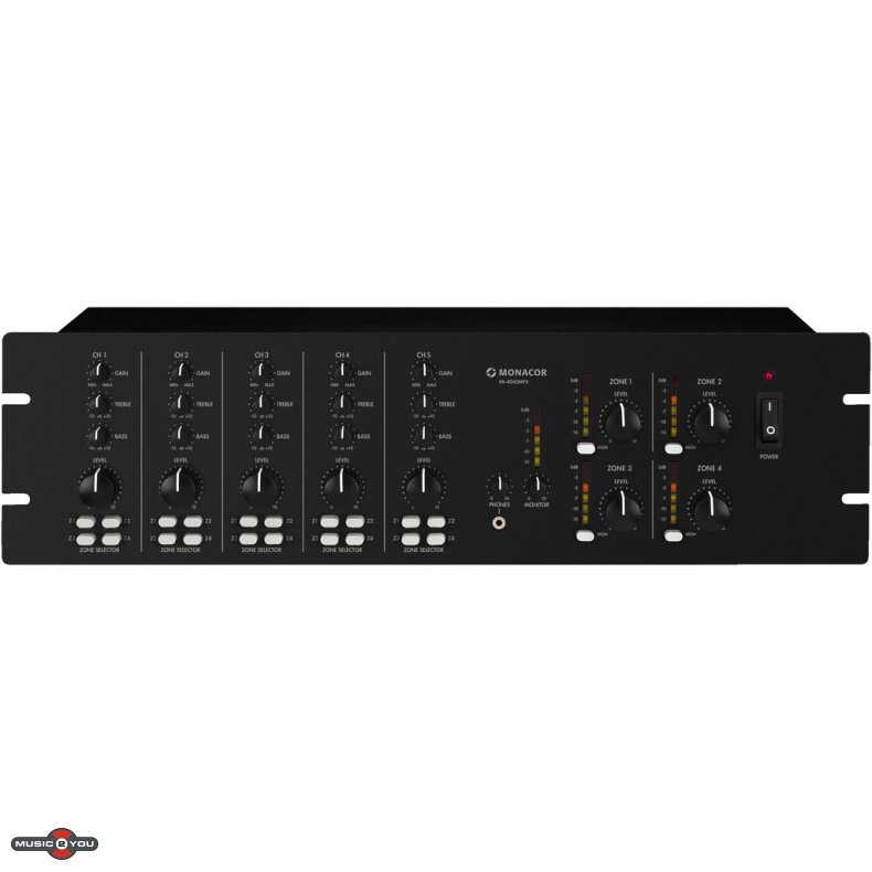 Monacor PA-4040MPX Installations Mixer med 4 Zoner