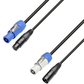 AH 3 STAR Hybrid Kombi kabel med 3pol XLR DMX + Powercon Link Strm