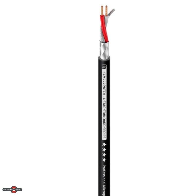 AH 4 STAR M 222 PATCH Mikrofon Kabel - 2 x 0,22mm2 / 3,7mm - Sort (Meterml)