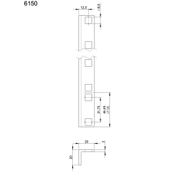 AH 6150 Rackskinne i alu 22unit - 1meter
