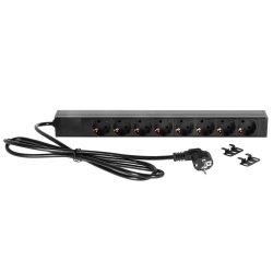 AH 87471 Rack strmskinne 8x Schuko udtag med afbryder - 19"/1unit