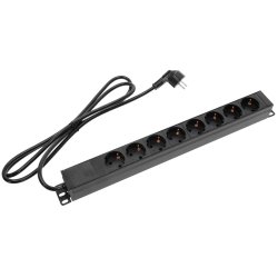 AH 87471 Rack strmskinne 8x Schuko udtag med afbryder - 19"/1unit