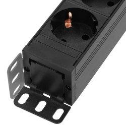 AH 87471 Rack strmskinne 8x Schuko udtag med afbryder - 19"/1unit