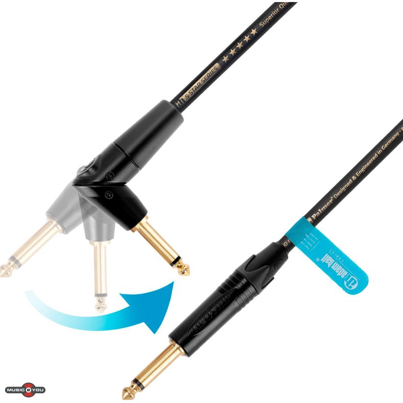 AH Instrument Kabel med Neutrik Jack 6,3mm Mono Han - Han FlipJack Vinkel