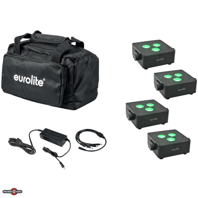 Eurolite AKKU IP Flat Light 3 bk LED Spot Bundle