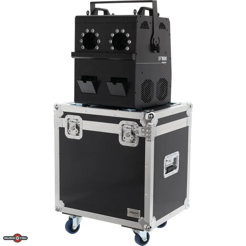 Algam Lighting BF1000 S�beboblemaskine med r�g og LED Lys M. Flightcase - Bundle