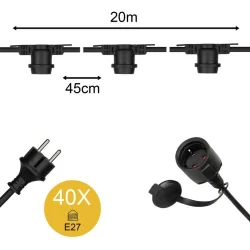 Bailey lights - Udendrs lyskde u. prer - 40 x E27 (20m)