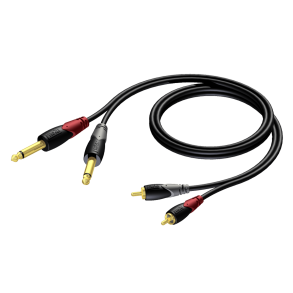 Procab CLA631 - 2xJack 6,3mm Han til 2xPhono/RCA Han kabel
