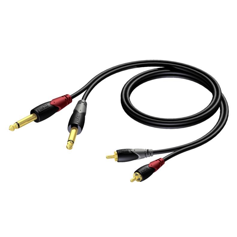 Procab CLA631 - 2xJack 6,3mm Han til 2xPhono/RCA Han kabel