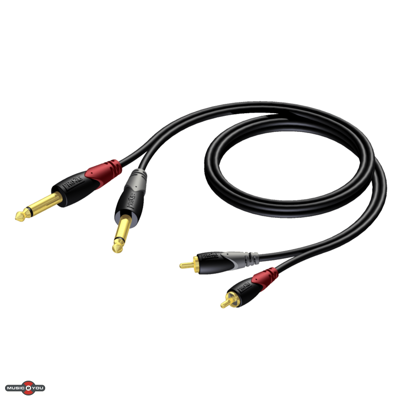 Procab CLA631 - 2xJack 6,3mm Han til 2xPhono/RCA Han kabel
