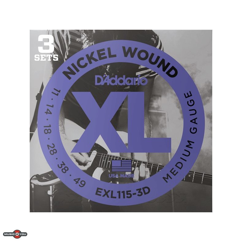 D'Addario EXL115-3D 3 pack El-guitar strenge 011 - 049