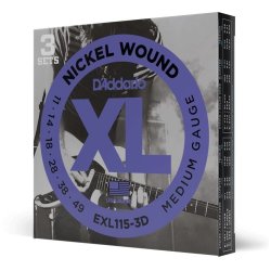 D'Addario EXL115-3D 3 pack El-guitar strenge 011 - 049