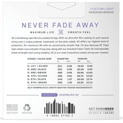 D�Addario XSAPB1152 - Custom Light Coated Acoustic Western-strenge 011-052 - 3 pack