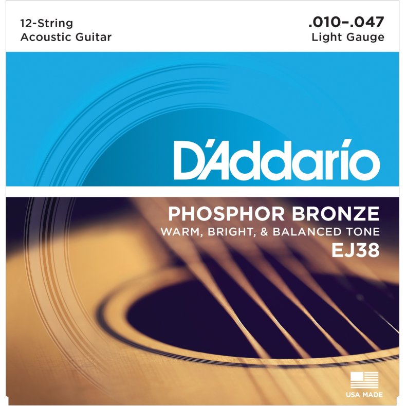 DAddario EJ38 - Light Phosphor Bronze Acoustic Western-strenge  010-047 Til 12-Strenget