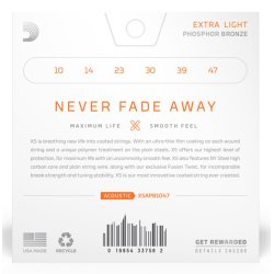 DAddario XSAPB1047 - Extra Light Coated Acoustic Western-strenge 010-047