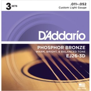 D'Addario EJ26-3D 3 pack Western guitar strenge 0.11 - 0.52