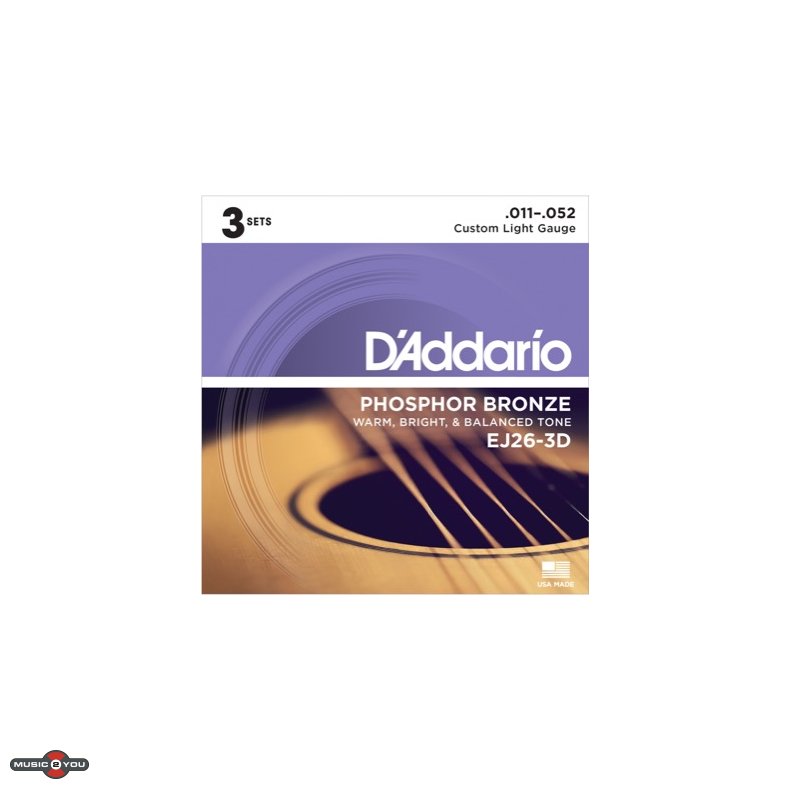 D'Addario EJ26-3D 3 pack Western guitar strenge 0.11 - 0.52