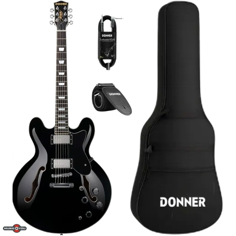 Donner DJP-1000S Elguitar med Gigbag - Sort