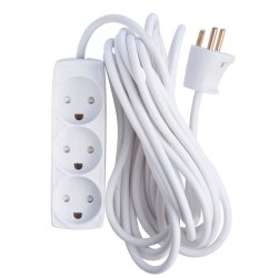 E-Line 3-Stikdse Forlngerledning m/jord - Hvid