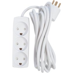 E-Line 3-Stikdse Forlngerledning m/jord - Hvid