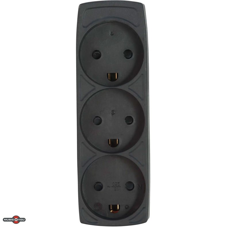 E-Line DK 3-Stikd�se Med jord 250V/16A - Sort