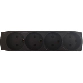 E-Line DK 4-Stikdse M/J 250V/10A - Sort