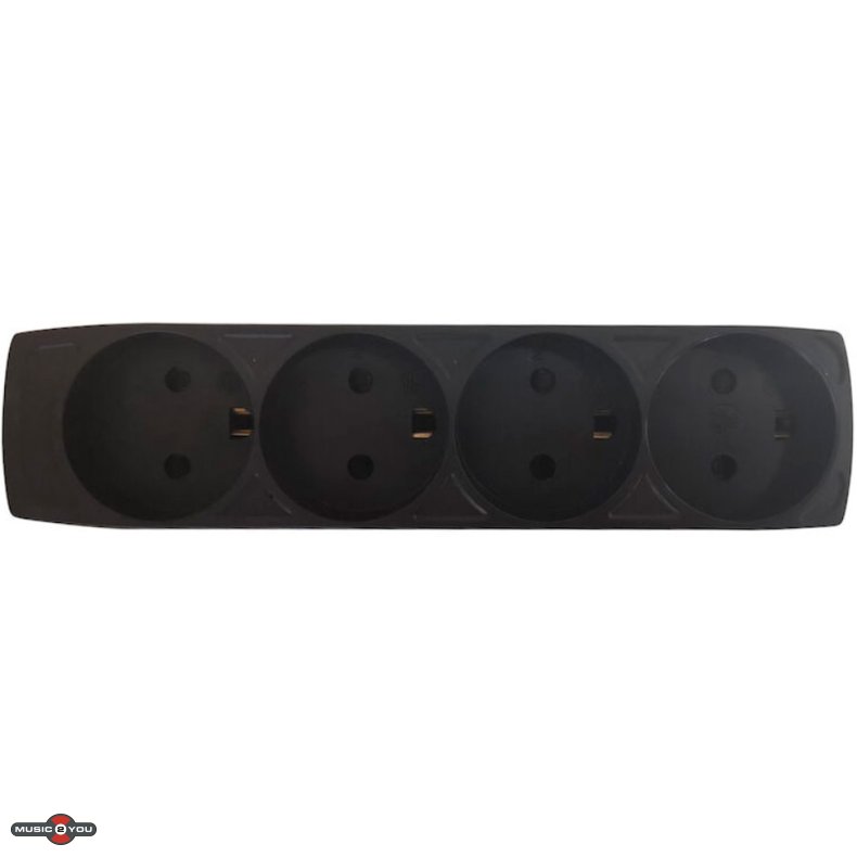 E-Line DK 4-Stikdse M/J 250V/10A - Sort