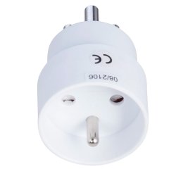 E-Line Hybrid adapter - DK med jord Han til Schuko med jord Hun - Hvid