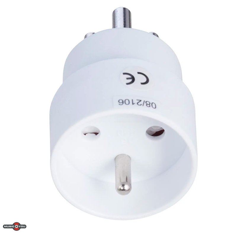 E-Line Hybrid adapter - DK med jord Han til Schuko med jord Hun - Hvid