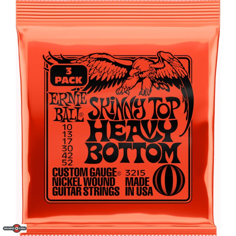 Ernie Ball 3215 Skinny Top Heavy Bottom El-guitar strenge 010-052 - 3-Pack