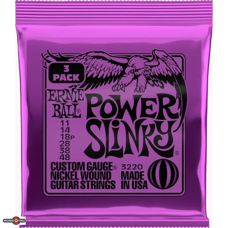 Ernie Ball 3220 Power Slinky El-guitar strenge 011-048 - 3-Pack