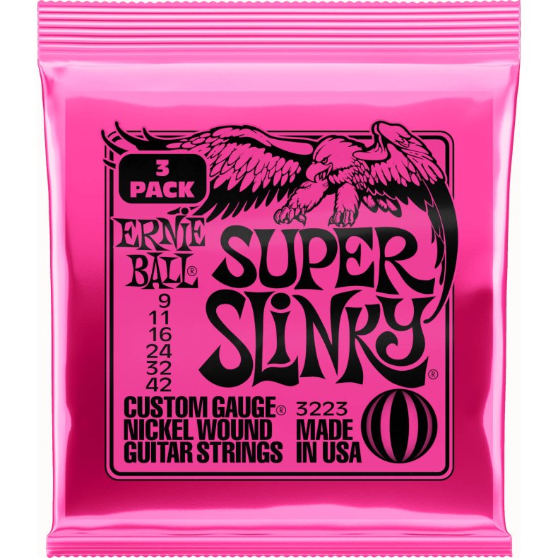 Ernie Ball 3223 Super Slinky El-guitar strenge 009-042 - 3-Pack