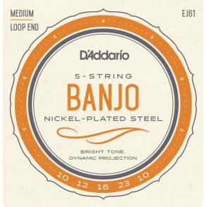 D'Addario EJ61 Nickel Medium .010-.023 - Banjostrenge (5-strengs)
