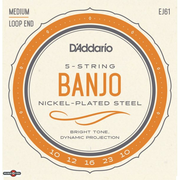 D'Addario EJ61 Nickel Medium .010-.023 - Banjostrenge (5-strengs)