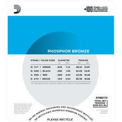D'Addario EPBB170 Phoshor Bronze Akustiske Bas strengest 0.45 - 100