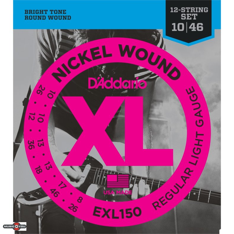 D'Addario EXL150 0.10 - 0.46 Til 12-Strenget