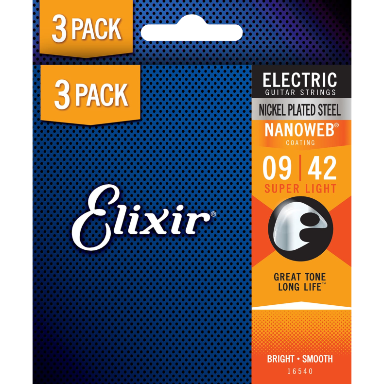 Elixir Nanoweb - El-guitar strenge 009-042 Super Light - 3 Pack