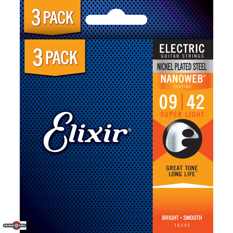 Elixir Nanoweb - El-guitar strenge 009-042 Super Light - 3 Pack