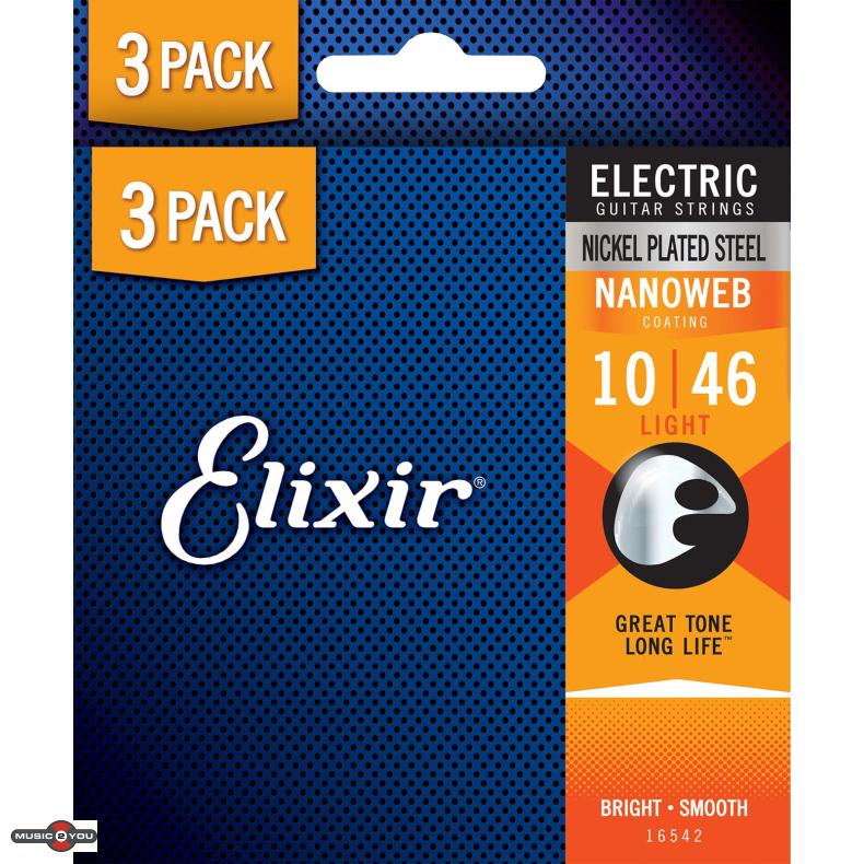 Elixir Nanoweb - El-guitar strenge 010-046 Light - 3 Pack