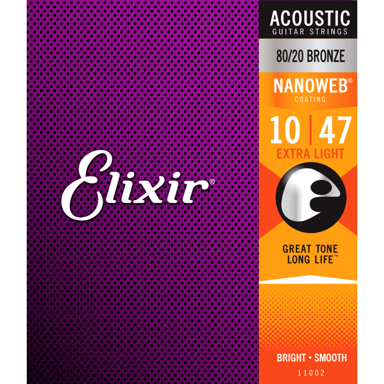 Elixir Nanoweb Bronze 80/20 - Western-strenge 010-047 Extra Light