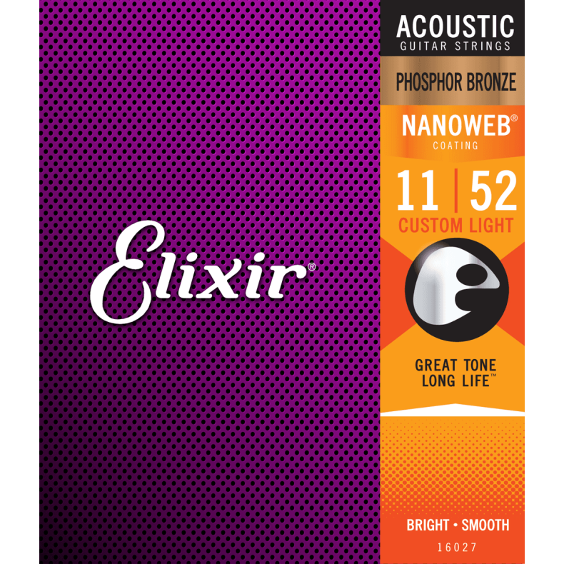 Elixir Nanoweb Phosphor Bronze - Western-strenge 011-052 Custom Light