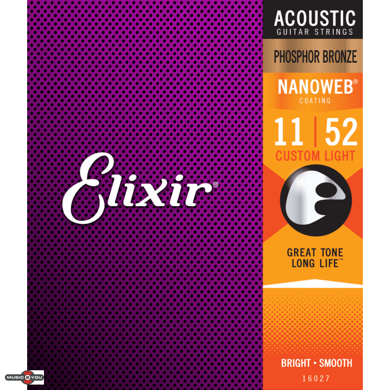 Elixir Nanoweb Phosphor Bronze - Western-strenge 011-052 Custom Light