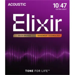 Elixir Nanoweb Bronze 80/20 - Western-strenge 010-047 Extra Light