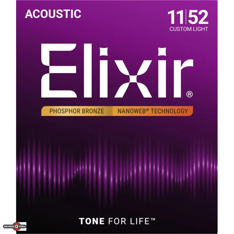 Elixir Nanoweb Phosphor Bronze - Western-strenge 011-052 Custom Light