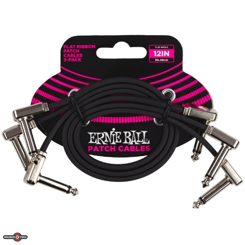 Ernie Ball 6222 Flat Patch kabel 30cm, 3-pack
