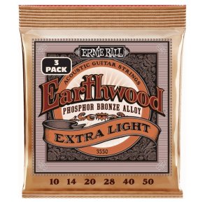 Ernie Ball 3550 - PSB Extra Light Phosphor/Bronze Acoustic Western-strenge 010-050 - 3-Pack